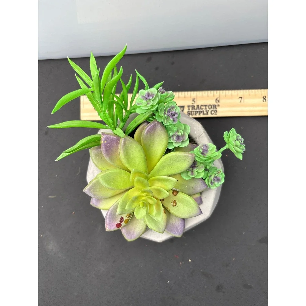 Artificial Succulent Plant Arrangement in Geometric‎ Concrete Pot